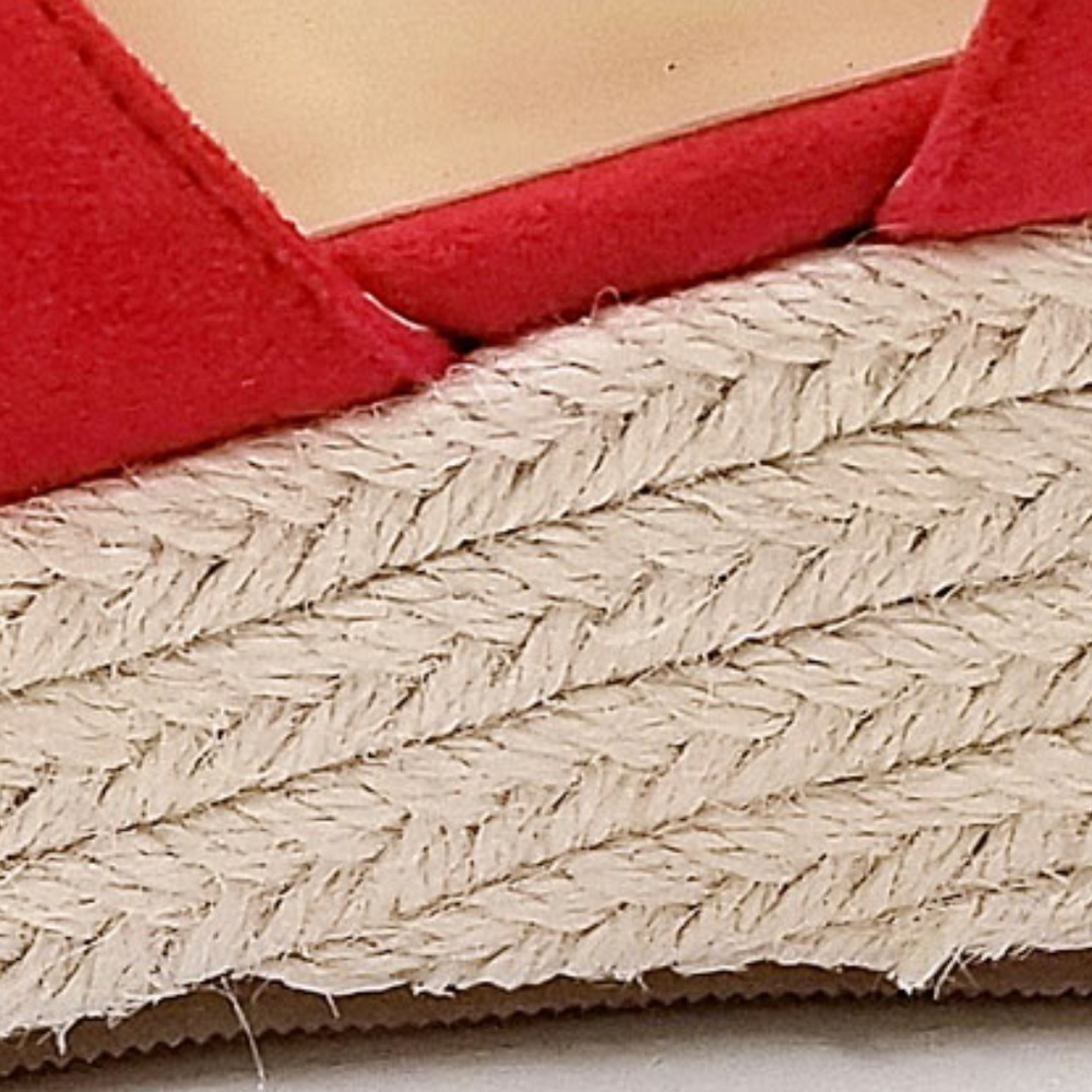 New Red Cross Straps Wedge Espadrille Sandals - Picture 8 of 8